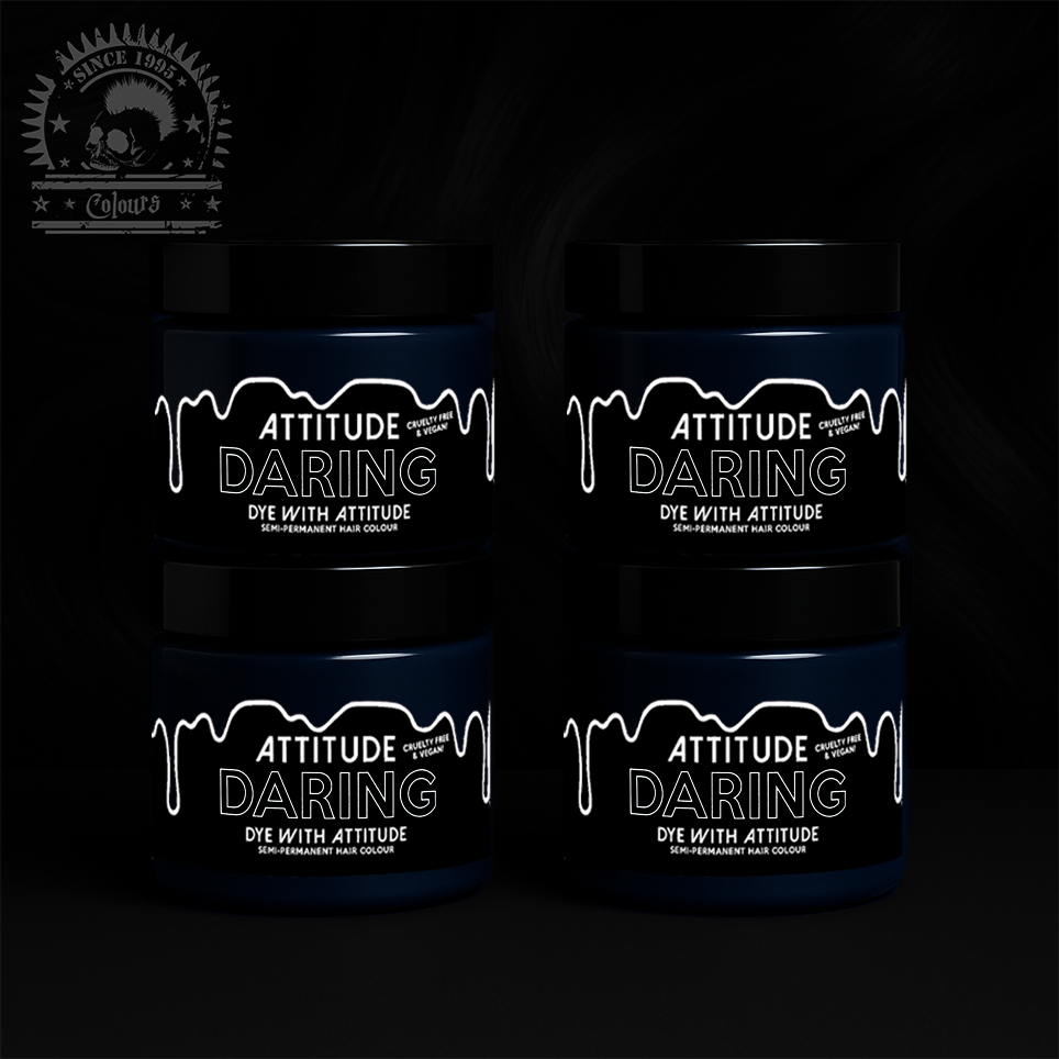 Vier semi-permanente Haartönungen 4er-Sparset DARING BLACK in dem Farbton Schwarz von Attitude