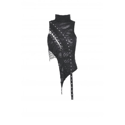 Schwarzes Oberteil Punk Asymmetric Shirt mit seitlicher Schnürung von Dark In Love