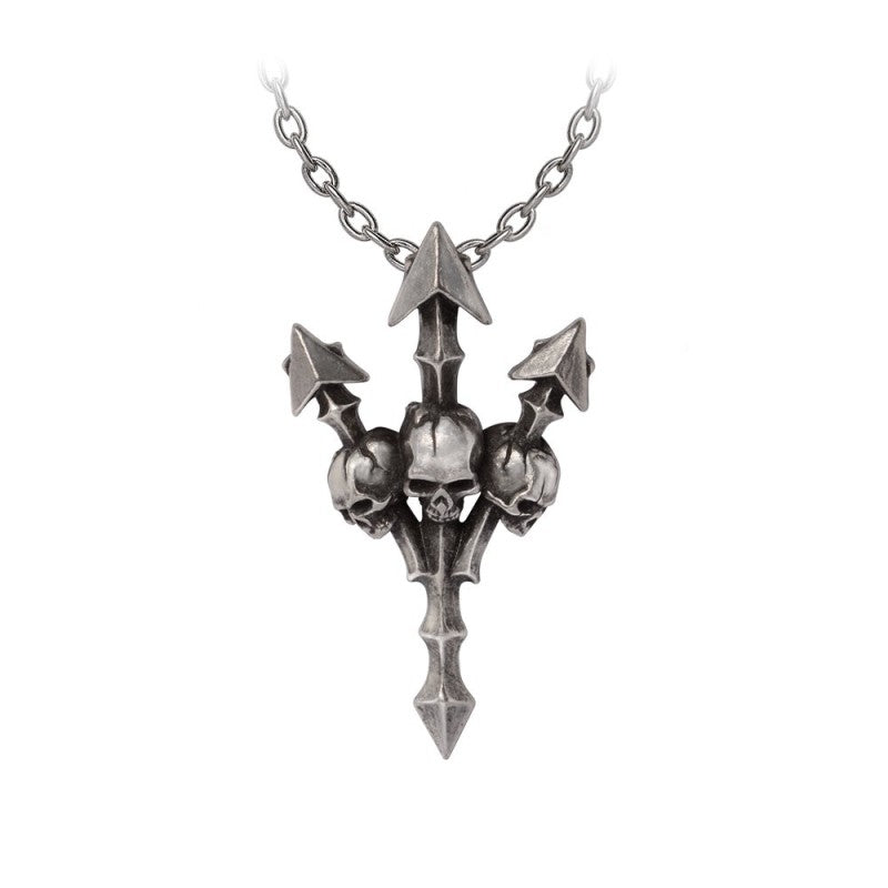 Silberne Kette Deadly Trident Kette mit Dreizackanhängern und Schädeln von Alchemy