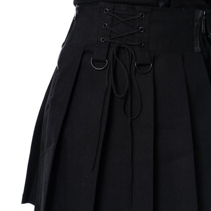 Schwarzer, schlichter Rock DESDEMONIA SKIRT mit Zierschnürung und Seitentasche von Chemical Black