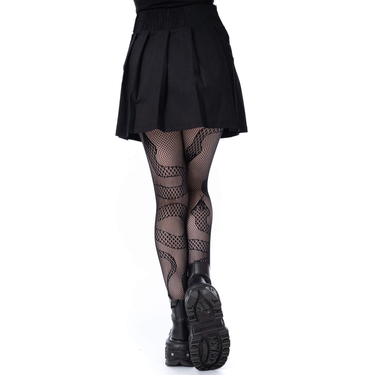 Schwarzer, schlichter Rock DESDEMONIA SKIRT mit Zierschnürung und Seitentasche von Chemical Black
