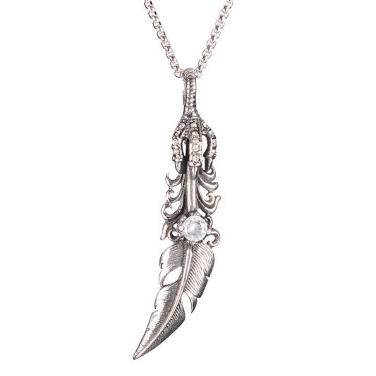 Silberne Kette DRACPLUME PENDANT White mit Federdesign von Poizen Industries