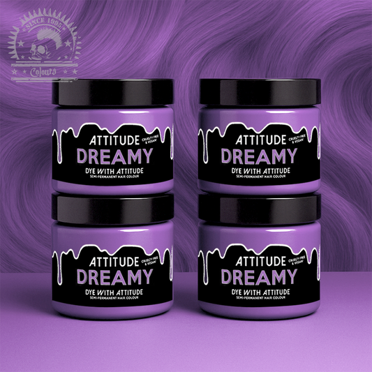 Vier semi-permanente Haartönungen 4er-Sparset DREAMY PASTEL PURPLE in dem Farbton Pastelllila von Attitude