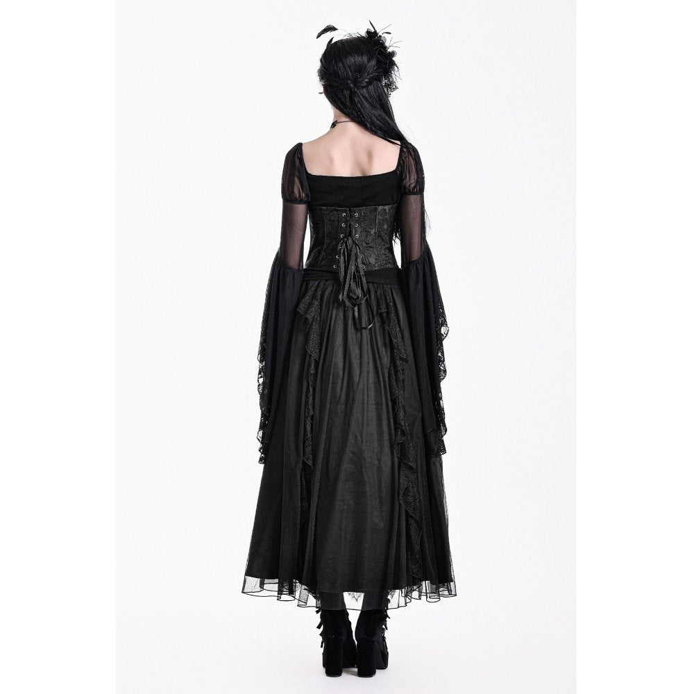 Schwarzer Corsage Baroque Vow Black Corset aus Jaquard-Stoff mit Spitzendetails von Dark In Love