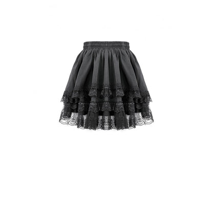 Schwarzer, kurzer Rock Rosary Covenant Skirt aus Spitzenstoff von Dark In Love