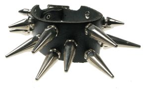 Wide bracelet 2-row hexagon spikes