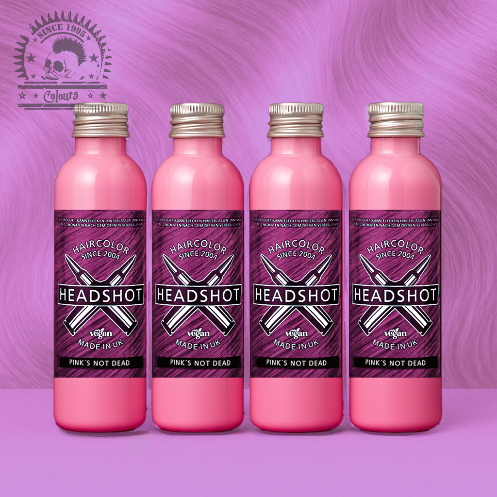 Vier semi-permanente Haartönungen 4er-Sparset PINK'S NOT DEAD in dem Farbton Pastellpink von Headshot