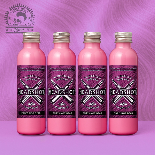 Vier semi-permanente Haartönungen 4er-Sparset PINK'S NOT DEAD in dem Farbton Pastellpink von Headshot