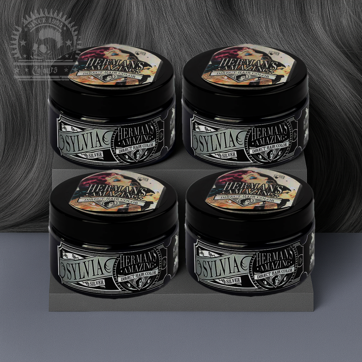 semi-permanente Haartönung 4er-Sparset&nbsp;SYLVIA SILVER in dem Farbton Hellgrau von Herman's Amazing
