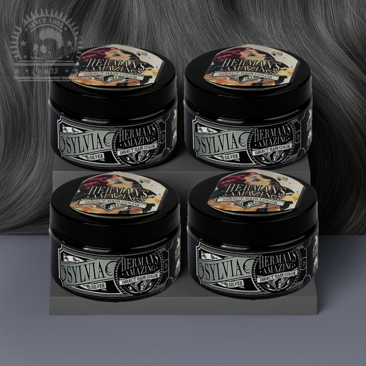 semi-permanente Haartönung 4er-Sparset&nbsp;SYLVIA SILVER in dem Farbton Hellgrau von Herman's Amazing