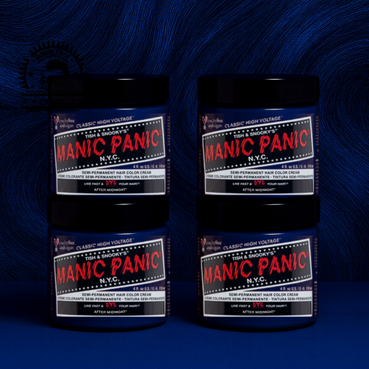 Vier semi-permanente Haartönungen 4er-Sparset AFTER MIDNIGHT in dem Farbton Dunkelblau von Manic Panic