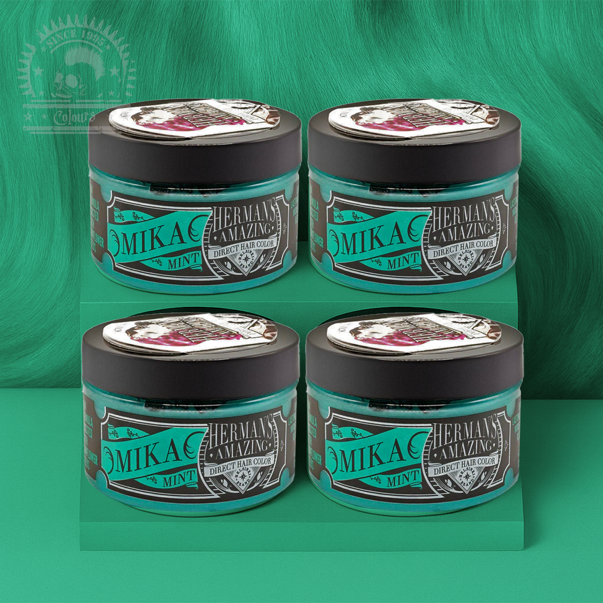 semi-permanente Haartönung 4er-Sparset&nbsp;UV MIKA MINT in dem Farbton Pastellgrün von Herman's Amazing