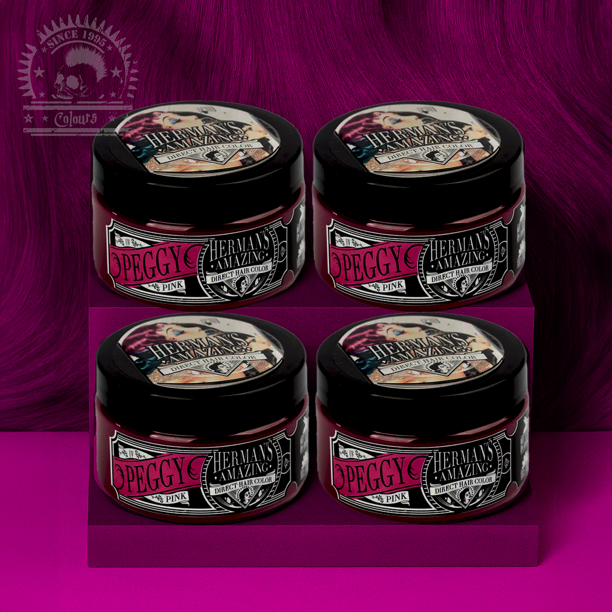 semi-permanente Haartönung 4er-Sparset&nbsp;UV PEGGY PINK in dem Farbton Neonpink von Herman's Amazing