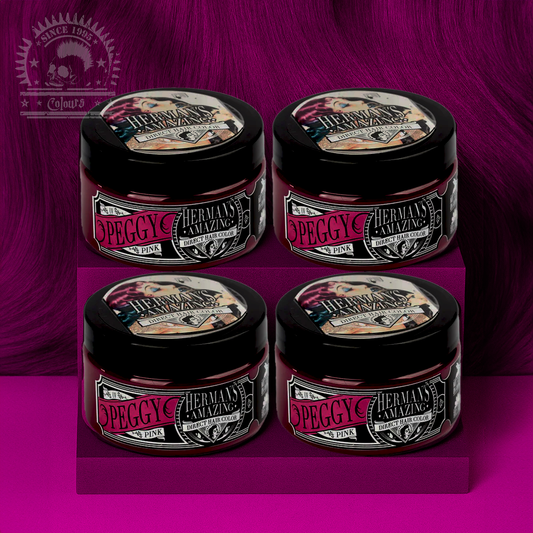 semi-permanente Haartönung 4er-Sparset&nbsp;UV PEGGY PINK in dem Farbton Neonpink von Herman's Amazing