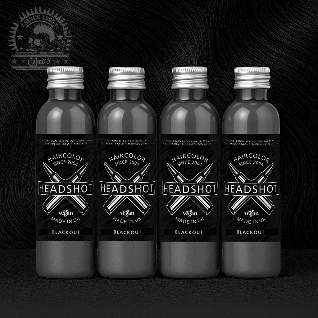 Vier semi-permanente Haartönungen 4er-Sparset BLACKOUT in dem Farbton Schwarz von Headshot