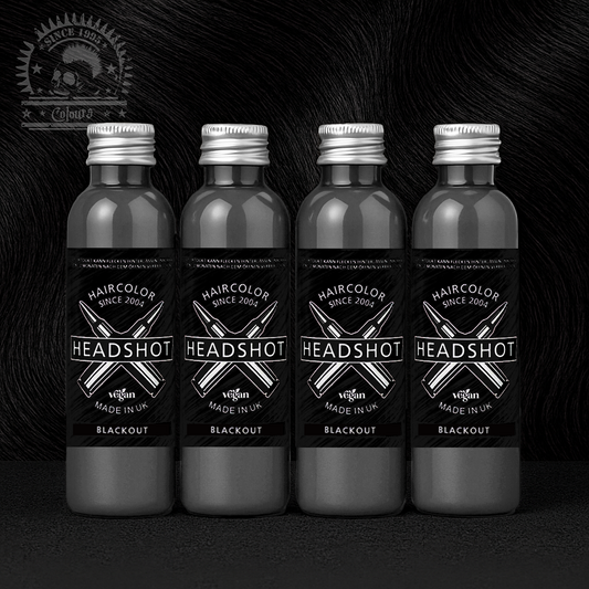 Vier semi-permanente Haartönungen 4er-Sparset BLACKOUT in dem Farbton Schwarz von Headshot