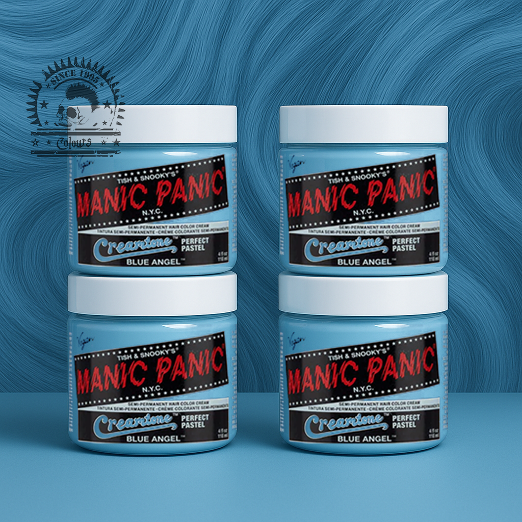 Vier semi-permanente Haartönungen 4er-Sparset BLUE ANGEL in dem Farbton Pastellblau von Manic Panic