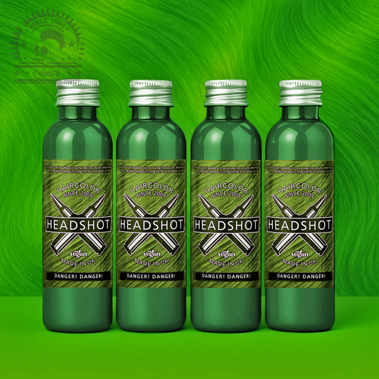 Vier semi-permanente Haartönungen 4er-Sparset DANGER DANGER in dem Farbton Hellgrün von Headshot