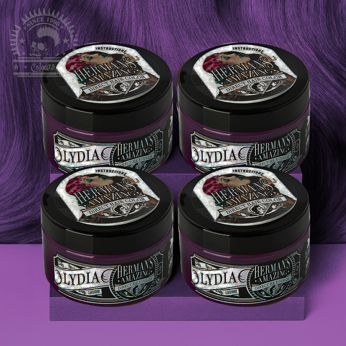 semi-permanente Haartönung 4er-Sparset&nbsp;LYDIA LAVENDER in dem Farbton Pastelllila von Herman's Amazing