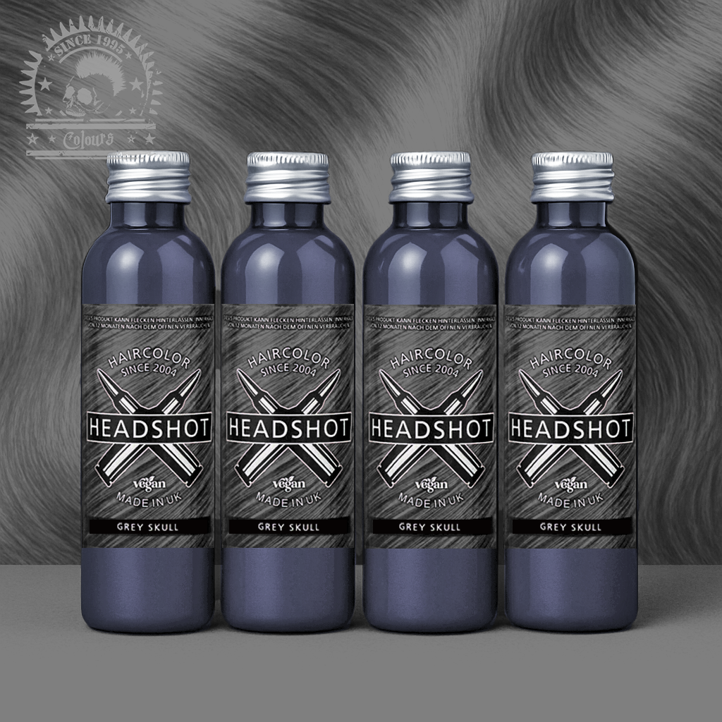 Vier semi-permanente Haartönungen 4er-Sparset GREY SKULL in dem Farbton Grau von Headshot