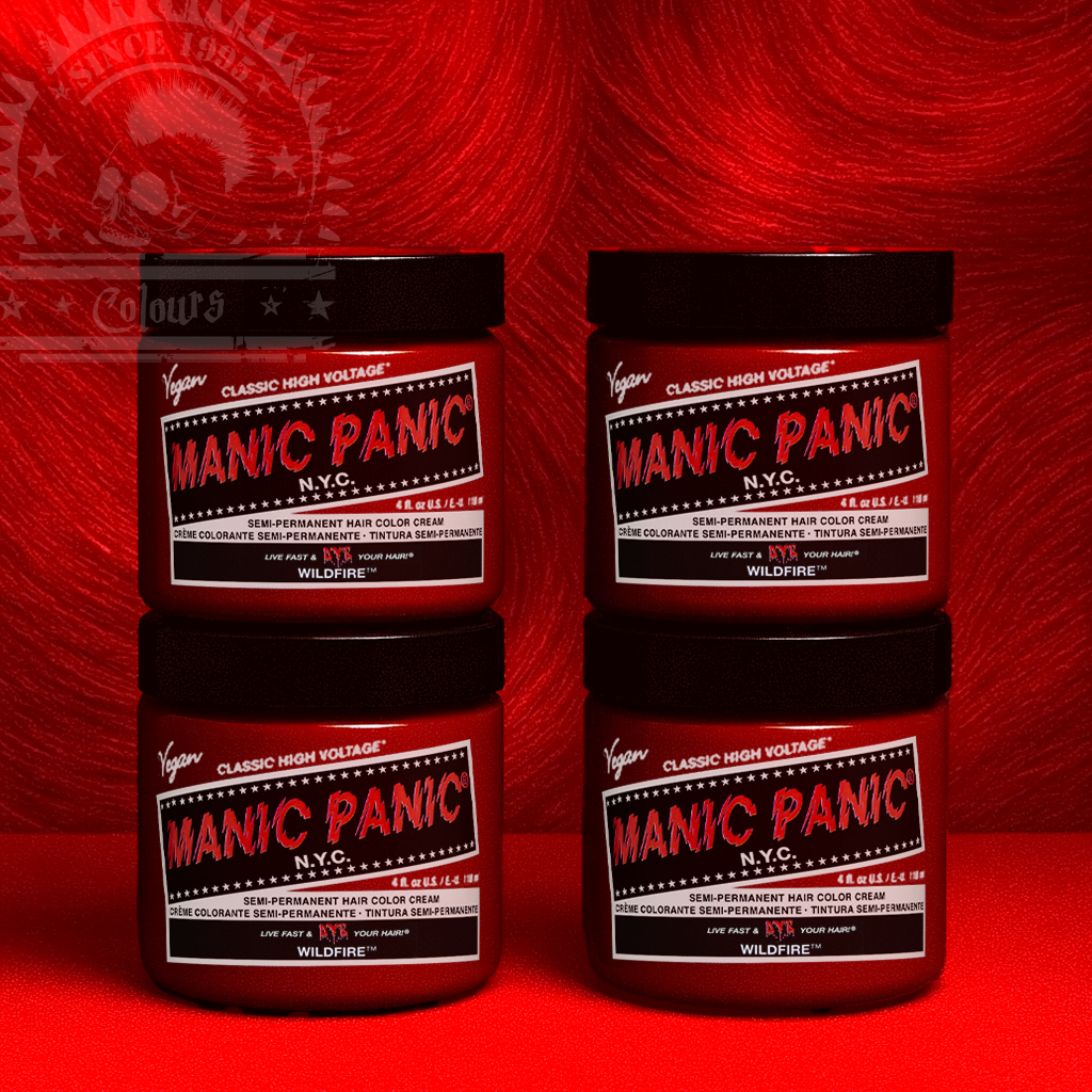 Vier semi-permanente Haartönungen 4er-Sparset WILDFIRE in dem Farbton Neonrot von Manic Panic