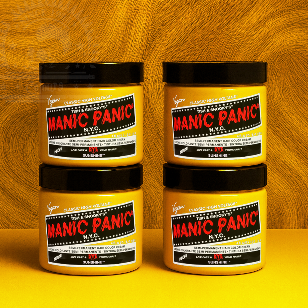 Vier semi-permanente Haartönungen 4er-Sparset SUNSHINE in dem Farbton Gelb von Manic Panic