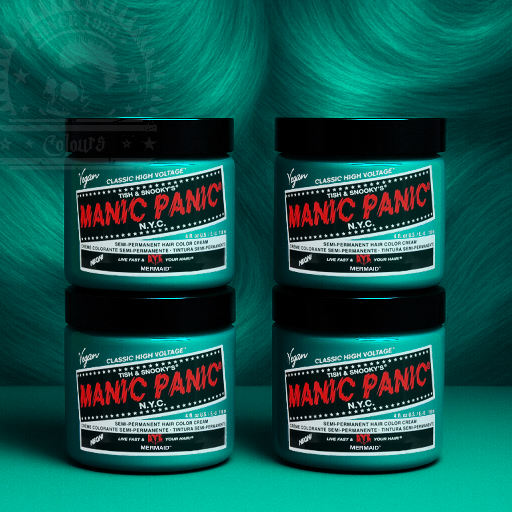 Vier semi-permanente Haartönungen 4er-Sparset MERMAID in dem Farbton Türkis von Manic Panic