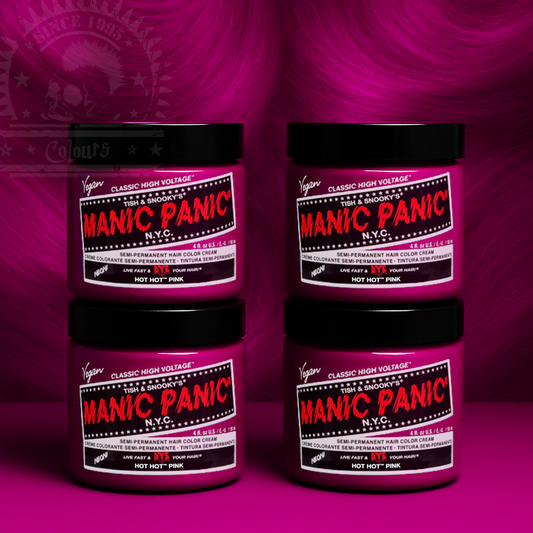 Vier semi-permanente Haartönungen 4er-Sparset HOT HOT PINK in dem Farbton Neonpink von Manic Panic