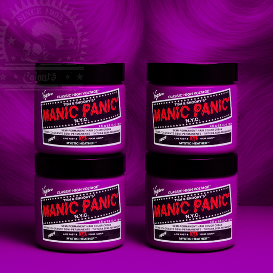 Vier semi-permanente Haartönungen 4er-Sparset MYSTIC HEATHER in dem Farbton helles Lila von Manic Panic