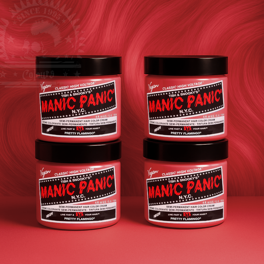 Vier semi-permanente Haartönungen 4er-Sparset PRETTY FLAMINGO in dem Farbton Pastellpink von Manic Panic