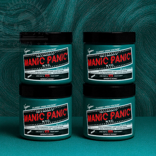 Vier semi-permanente Haartönungen 4er-Sparset SIRENS SONG in dem Farbton Türkis von Manic Panic