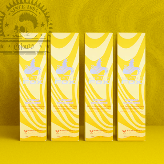 Vier semi-permanente Haartönungen 4er-Sparset COSMIC SUNSHINE in dem Farbton Gelb von Arctic Fox