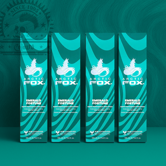 Vier semi-permanente Haartönungen 4er-Sparset EMERALD FORTUNE in dem Farbton Dunkelgrün von Arctic Fox