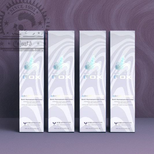 Vier semi-permanente Haartönungen 4er-Sparset ARCTIC TONER zum Neutralisieren vom Gelbstich in blondiertem Haar von Arctic Fox