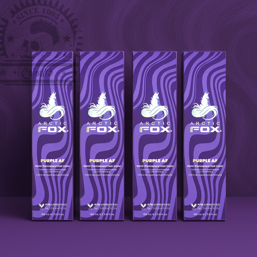 Vier semi-permanente Haartönungen 4er-Sparset PURPLE AF in dem Farbton Dunkellila von Arctic Fox