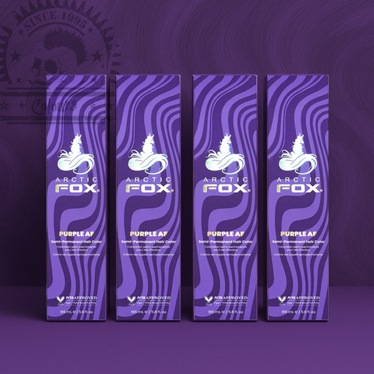 Vier semi-permanente Haartönungen 4er-Sparset PURPLE AF in dem Farbton Dunkellila von Arctic Fox