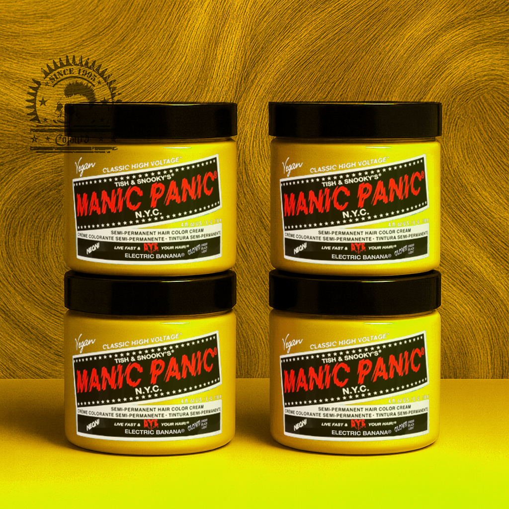 Vier semi-permanente Haartönungen 4er-Sparset ELECTRIC BANANA in dem Farbton Neongelb von Manic Panic