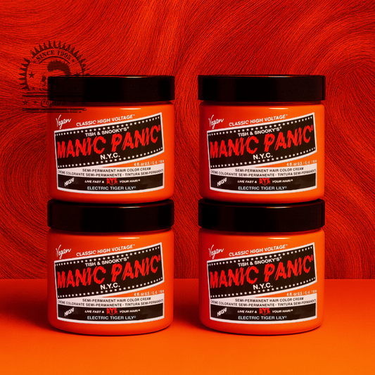 Vier semi-permanente Haartönungen 4er-Sparset ELECTRIC TIGER LILY in dem Farbton Neonorange von Manic Panic