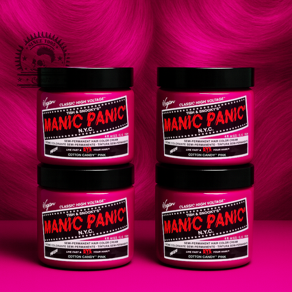 Vier semi-permanente Haartönungen 4er-Sparset COTTON CANDY PINK in dem Farbton Pastellpink von Manic Panic