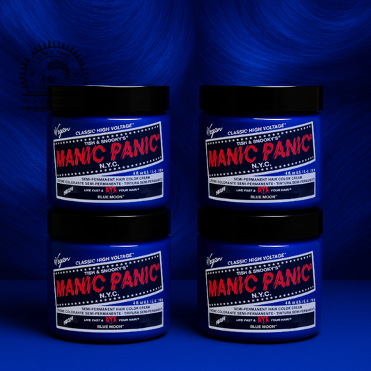 Vier semi-permanente Haartönungen 4er-Sparset BLUE MOON in dem Farbton Blau von Manic Panic