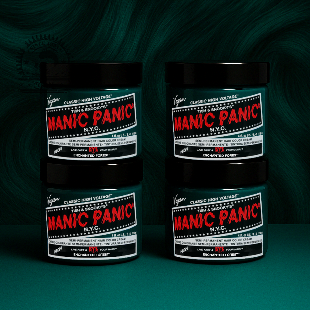 Vier semi-permanente Haartönungen 4er-Sparset ENCHANTED FOREST in dem Farbton Dunkelgrün von Manic Panic