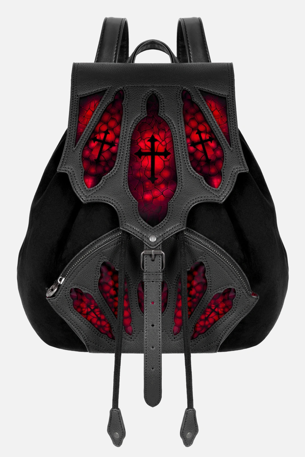 Schwarz-roter Rucksack BLOODVEIL BACKPACK im gotischen Design von Restyle