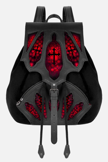 Schwarz-roter Rucksack BLOODVEIL BACKPACK im gotischen Design von Restyle