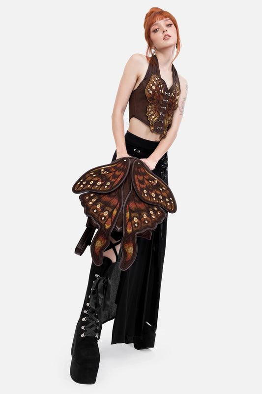 Brauner Rucksack CINNAMORA MOTH BACKPACK mit verstellbaren Mottenflügeln von Restyle