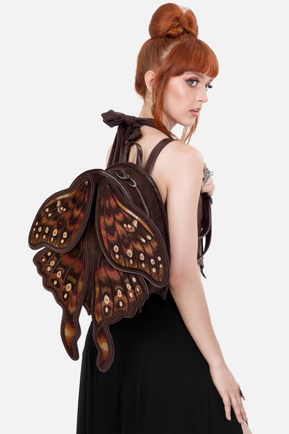 Brauner Rucksack CINNAMORA MOTH BACKPACK mit verstellbaren Mottenflügeln von Restyle