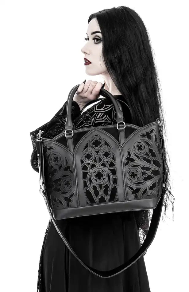 Schwarze Tasche Catacombs Shopper mit Kathedralendesign von Restyle