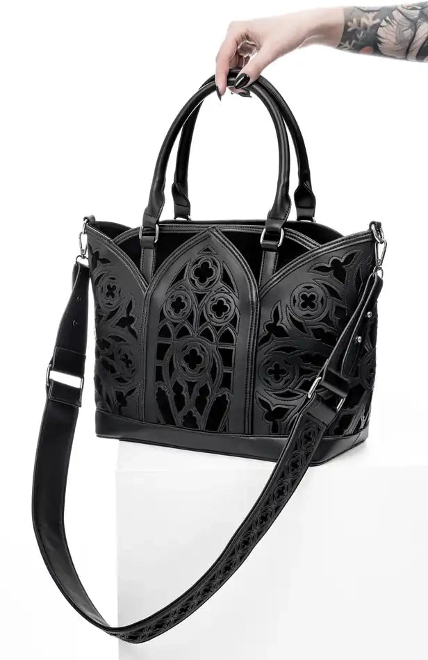 Schwarze Tasche Catacombs Shopper mit Kathedralendesign von Restyle