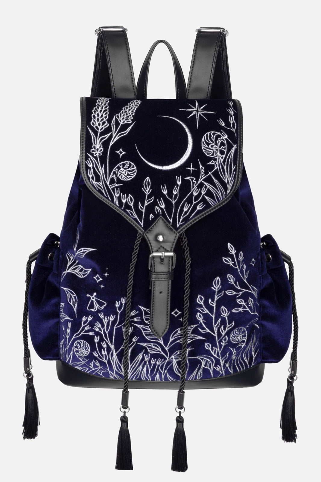 Schwarzer Rucksack MOONLIT MEADOW BACKPACK mit Blumenstickerei von Restyle