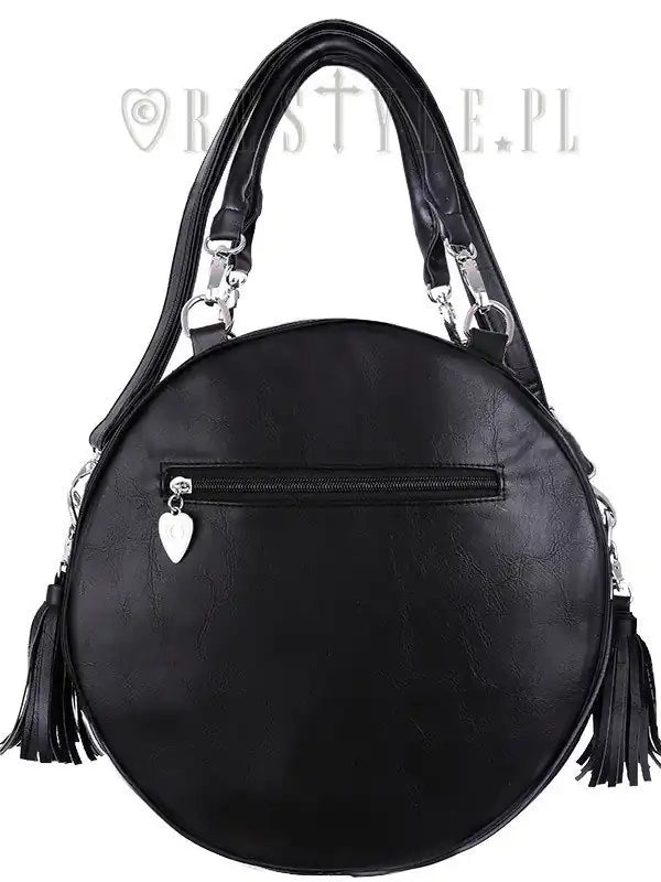 Schwarze Tasche HENNA ROUND BAG mit Mondstickerei von Restyle