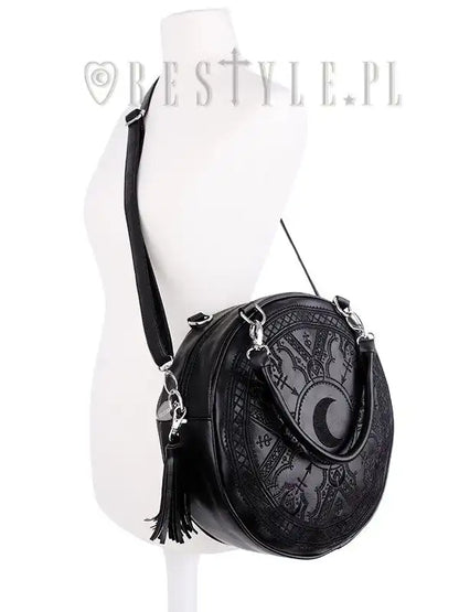 Schwarze Tasche HENNA ROUND BAG mit Mondstickerei von Restyle